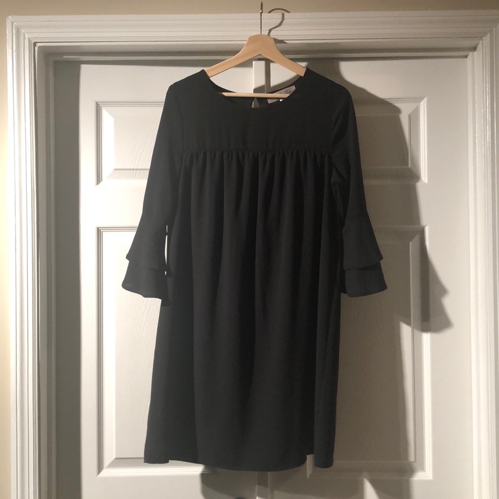 Black dress with ruffle sleeves